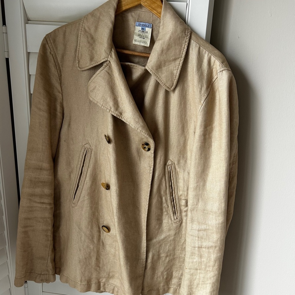 Malo Beige cotton denim Double-Breasted blazer